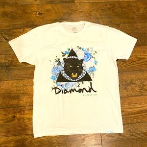 Diamond Supply Co. White Black Panther T-Shirt, Mens Size L
